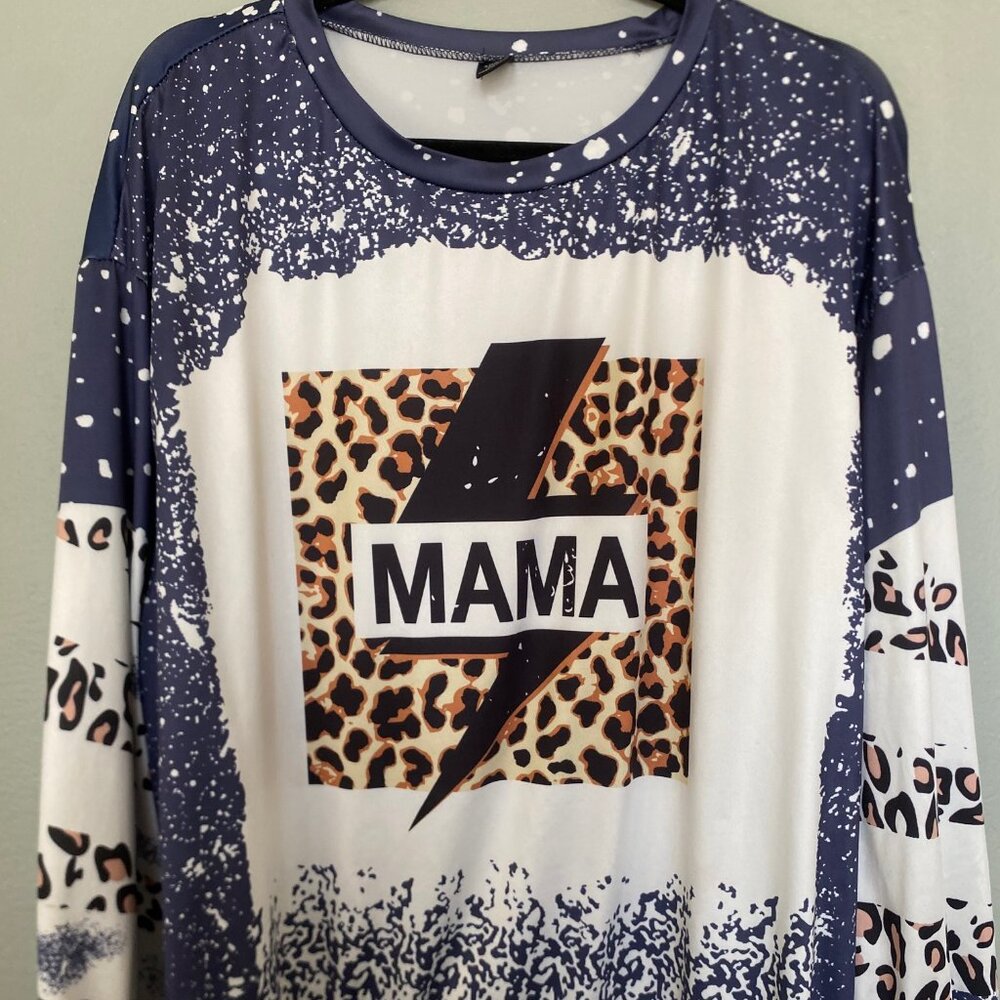 SheIn Plus Size 3x Mama Blue with Animal Print Sweatshirt